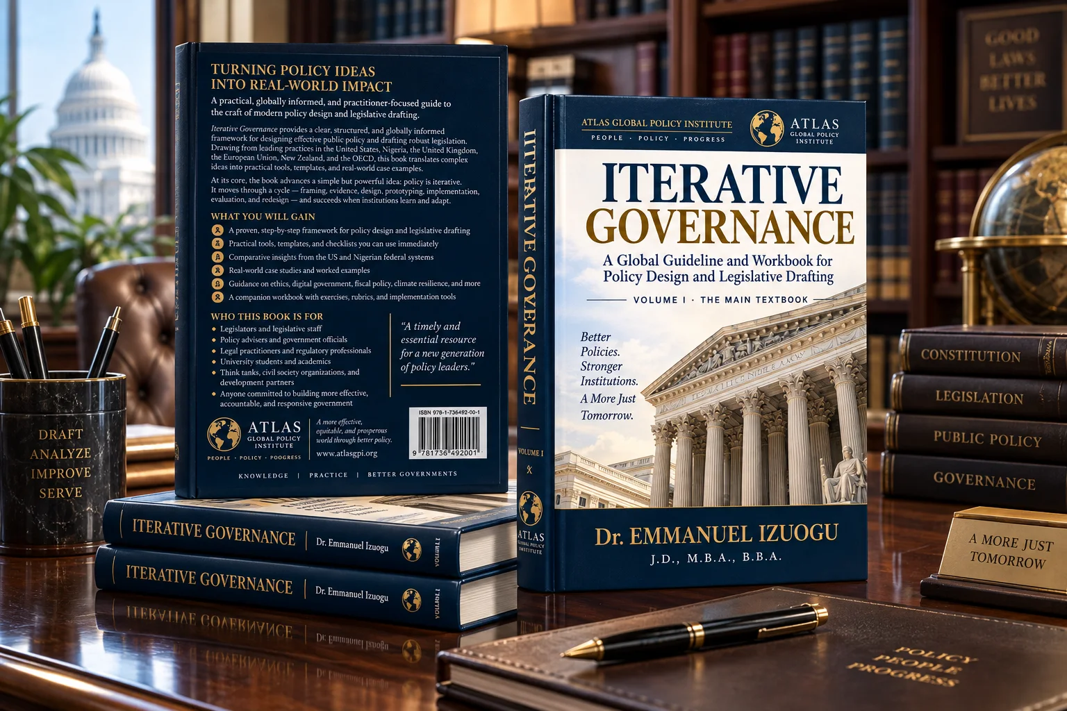 Iterative Governance book displayed on a professional desk