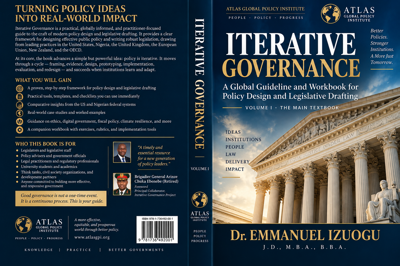 Full front, spine, and back cover of Iterative Governance Volume I